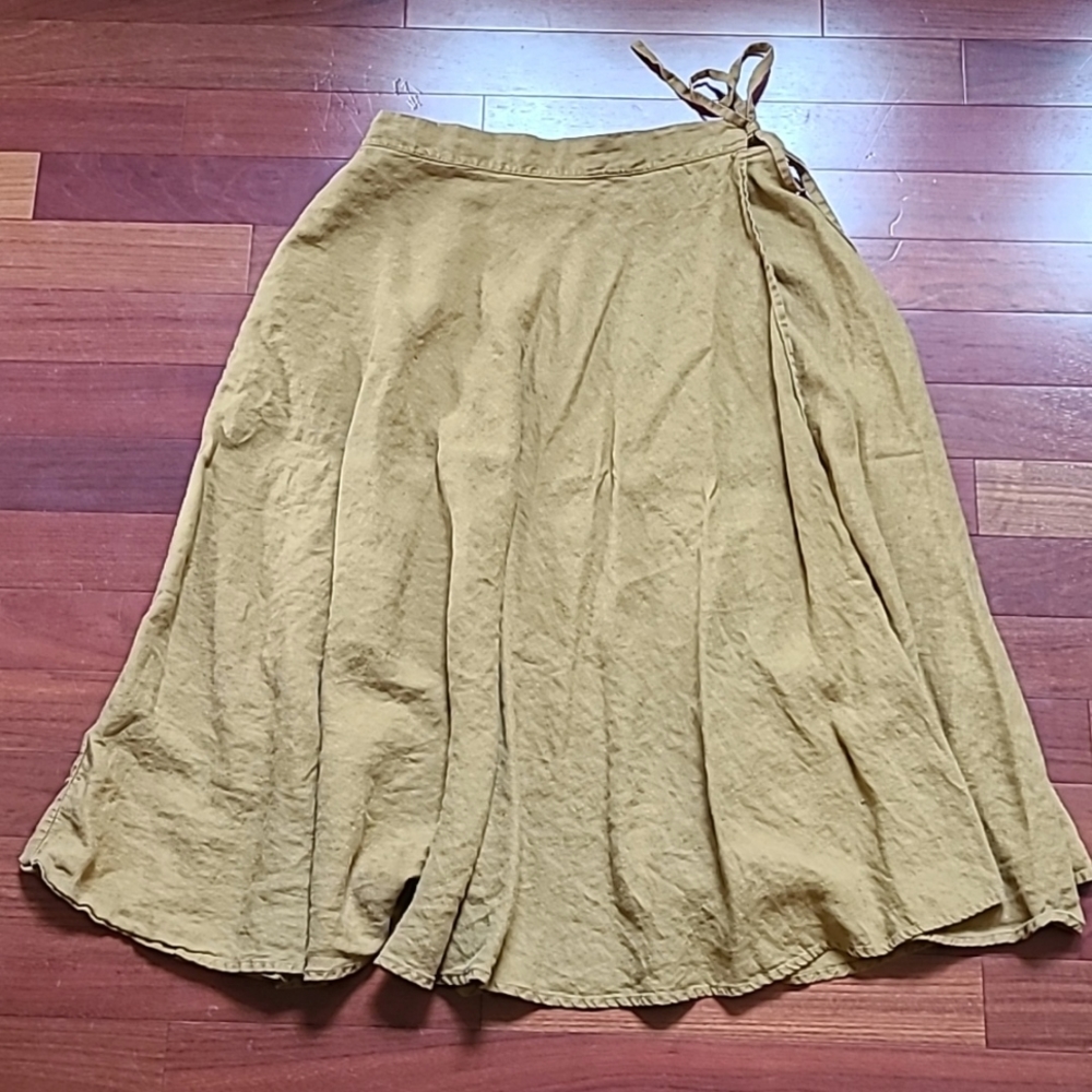 notPERFECTLINEN GODA wrap skirt in Bronze Brown - size L or XL (flexible fit)